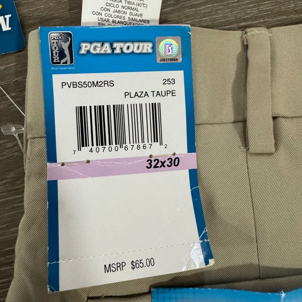 PGA Tour Golf Pants Mens 32x30 Plaza Taupe Motion Flex Stretch PVBS50M2RS